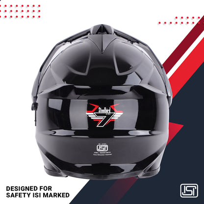 Steelbird GT Off Road ISI Certified Motocross Double Visor Full Face Helmet Outer Clear Visor and Inner Smoke Sun Shield.(Glossy Black)