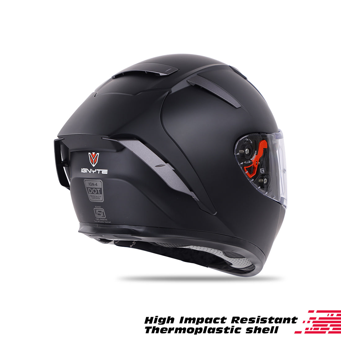 Ignyte IGN-4 ISI/DOT Certified Full Face Helmet with Outer Anti-Fog Clear Visor and Inner Smoke Sun Shield (Matt Midnight Black)