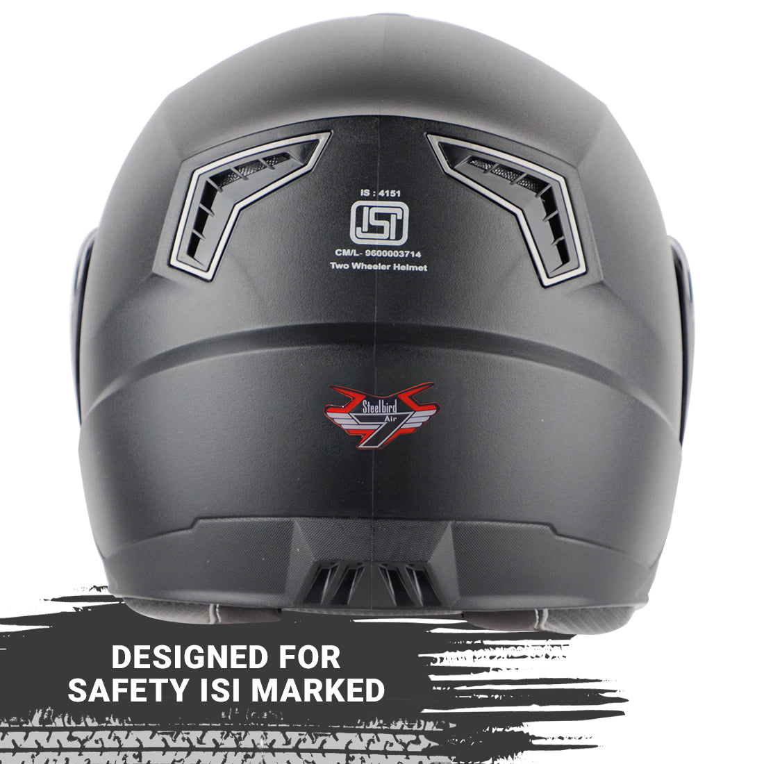 Steelbird SBA-7 7Wings ISI Certified Flip-Up Helmet for Men and Women with Inner Smoke Sun Shield Outer Clear Visor ( Large 600 MM, Dashing Black )