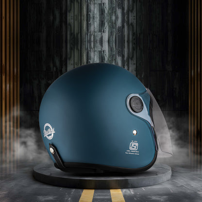 Steelbird SBH-56 Retro ISI Certified Open Face Helmet for Men and Women  (Matt Squadron Blue)