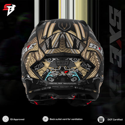 Steelbird SBH-61 SXE X2 Pinlock ISI and Dot Certified Full Face Helmet for Men and with Inner Silver Sunshield (Glossy Black Golden with Smoke Visor)