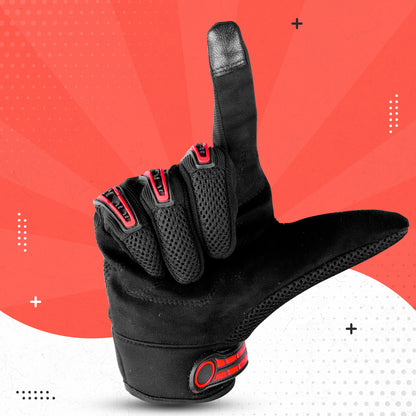 Steelbird Polyester Adventure A-2 Full Finger Bike Riding Gloves with Touch Screen Sensitivity at Thumb and Index Finger, Protective Off-Road Motorbike Racing .
