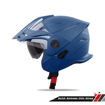 Steelbird SBH-23 GT Plus Open Face ISI Certified Helmet with Inner Sun Shield.