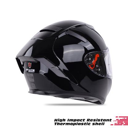 Ignyte IGN-4 ISI/DOT Certified Full Face Helmet with Outer Anti-Fog Clear Visor and Inner Smoke Sun Shield(Glossy Midnight Black)