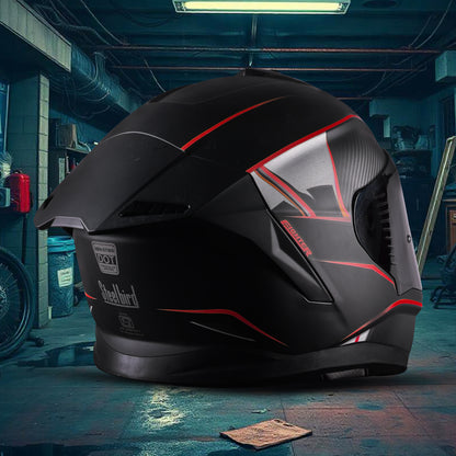 Steelbird SBH-57 Carbon Fighter ISI and DOT Certified Full Face Helmet for Men and Women with Inner Chrome Sun Shield
