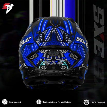 Steelbird SBH 61 SXE X2 ISI and Dot Certified Full Face Helmet for Men and with Inner Silver Sunshield (Glossy Black Blue)