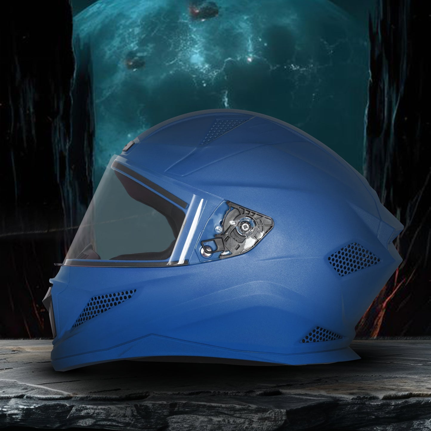 Steelbird SBH-25 Rudra ISI Certified Full Face Helmet for Men and Women Motorbike Helmet  (Dashing Blue)