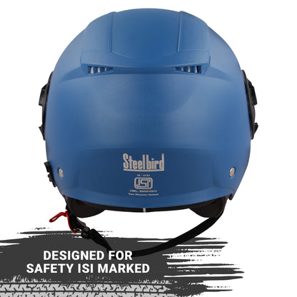 Steelbird GT Dashing ISI Certified Open Face Helmet for Men and Women with Inner Sun Shield ( Dual Visor Mechanism )