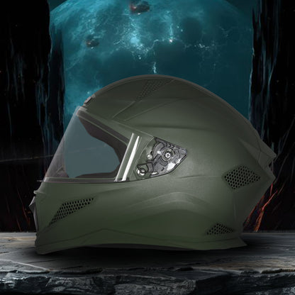 Steelbird SBH-25 Rudra ISI Certified Full Face Helmet for Men and Women Motorbike Helmet  (Dashing Battle Green)