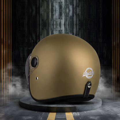 Steelbird SBH-56 Retro Steelbird SBH-56 Retro ISI Certified Open Face Helmet for Men and Women (Matt Desert storm)