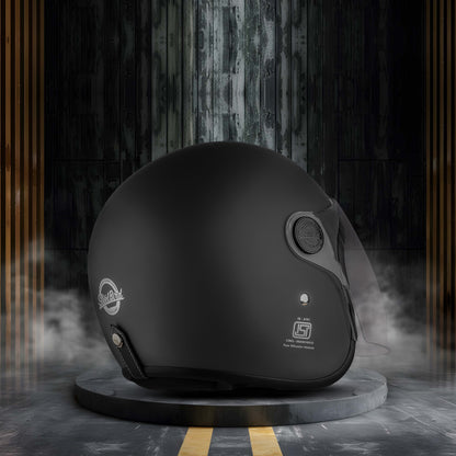 Steelbird SBH-56 Retro ISI Certified Open Face Helmet for Men and Women (Matt Honda Grey)