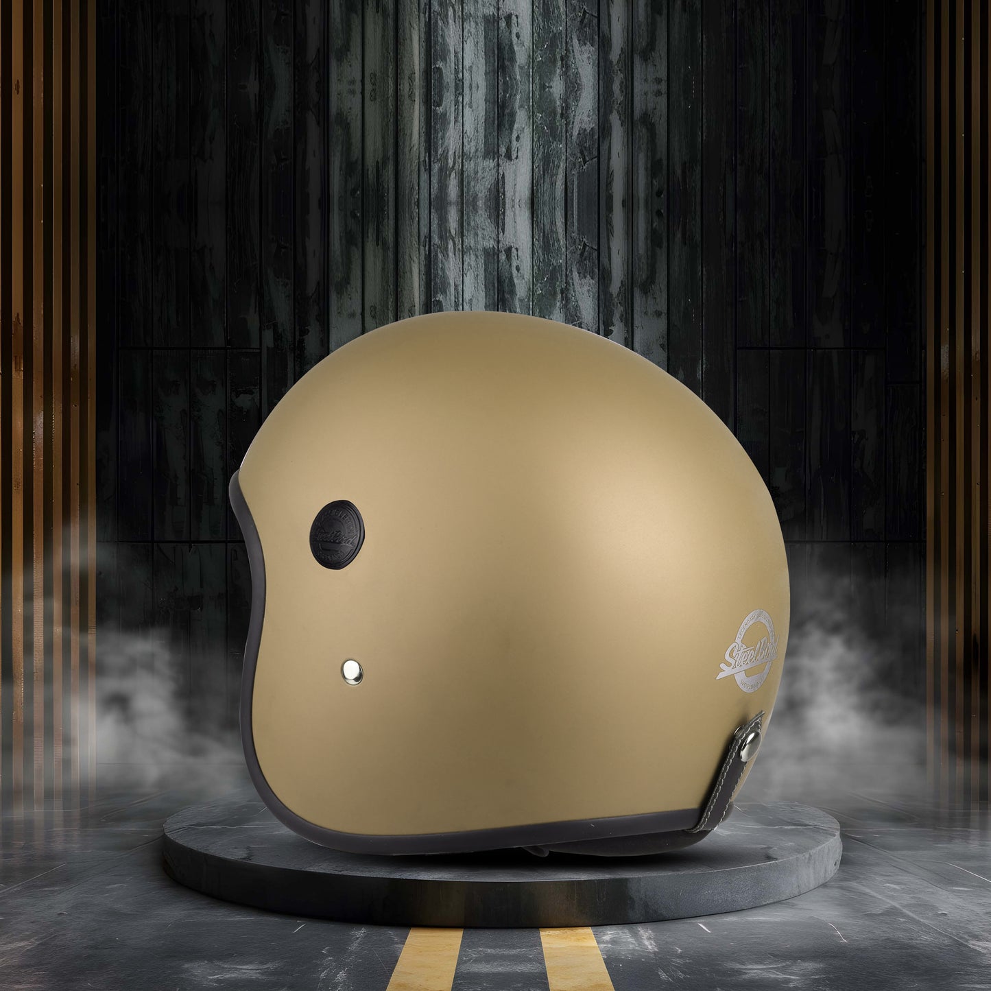 Steelbird SBH-55 Retro ISI Certified Open Face Helmet for Men and Women (Matt Desert Strome)