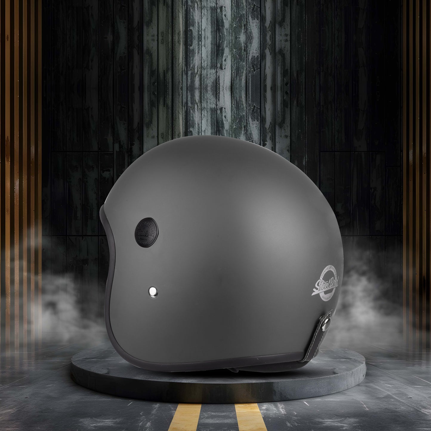 Steelbird SBH-55 Retro ISI Certified Open Face Helmet for Men and Women(Matt Honda Grey)
