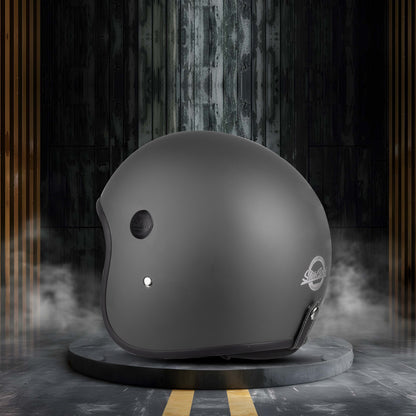 Steelbird SBH-55 Retro ISI Certified Open Face Helmet for Men and Women(Matt Honda Grey)
