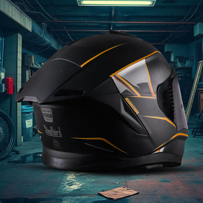 Steelbird SBH-57 Carbon Fighter ISI and DOT Certified Full Face Helmet for Men and Women with Inner Chrome Sun Shield.