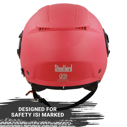Steelbird GT Dashing ISI Certified Open Face Helmet for Men and Women with Inner Sun Shield ( Dual Visor Mechanism ) .