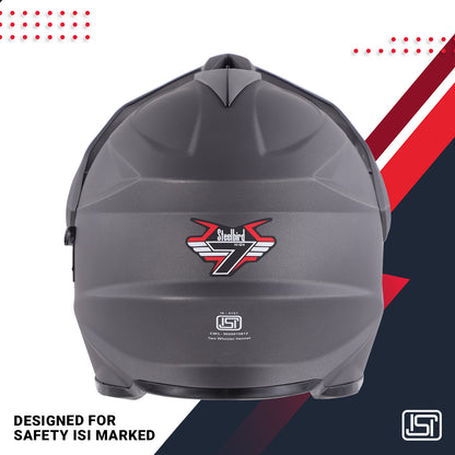 Steelbird GT Off Road ISI Certified Motocross Double Visor Full Face Helmet Outer Clear Visor and Inner Smoke Sun Shield.(Matt Axis Grey)