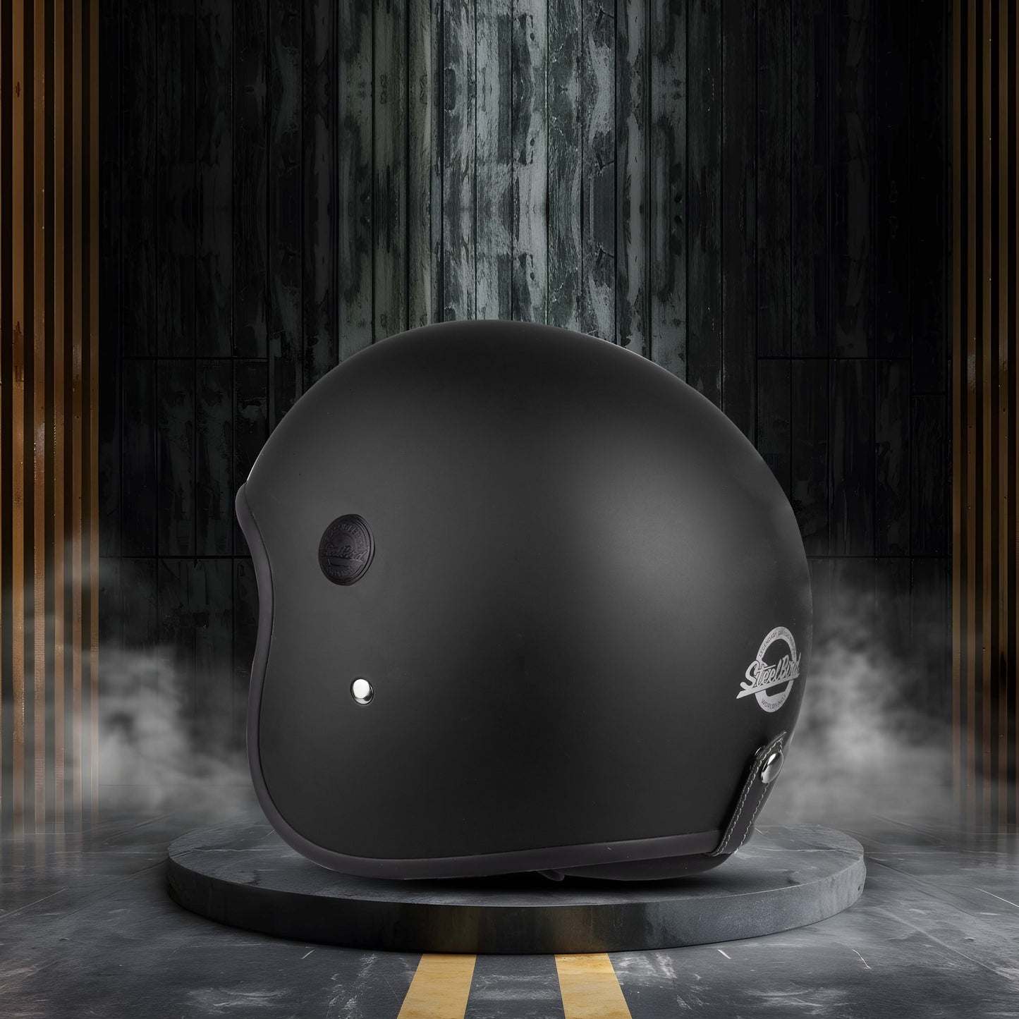 Steelbird SBH-55 Retro ISI Certified Open Face Helmet for Men and Women(Matt Black)