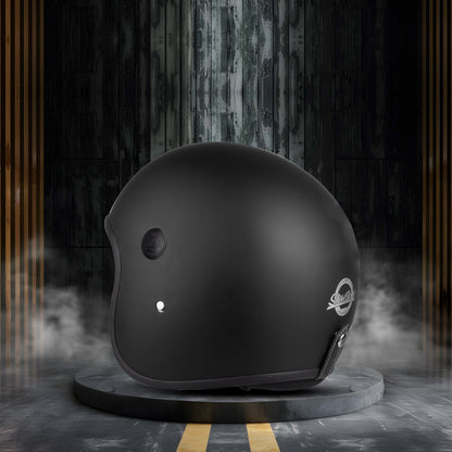 Steelbird SBH-55 Retro ISI Certified Open Face Helmet for Men and Women(Matt Black)