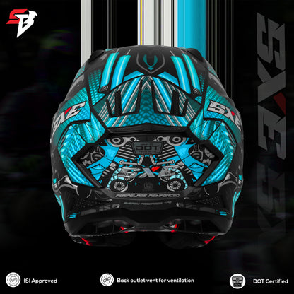 Steelbird SBH-61 SXE X2 Pinlock ISI and Dot Certified Full Face Helmet for Men and with Inner Silver Sunshield (Glossy Black Cyan Green with Smoke Visor)