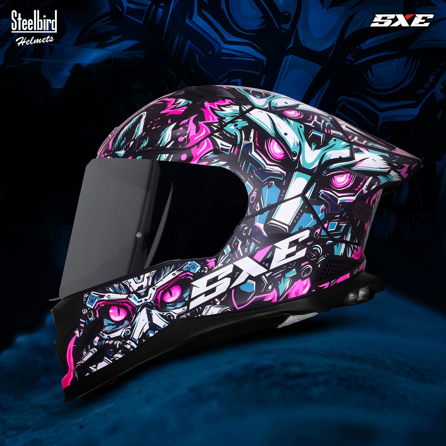 Steelbird SBH-61 SXE X1 Pinlock ISI and Dot Certified Full Face Helmet for Men with Inner Silver Sunshield .Anti Fog Visor.