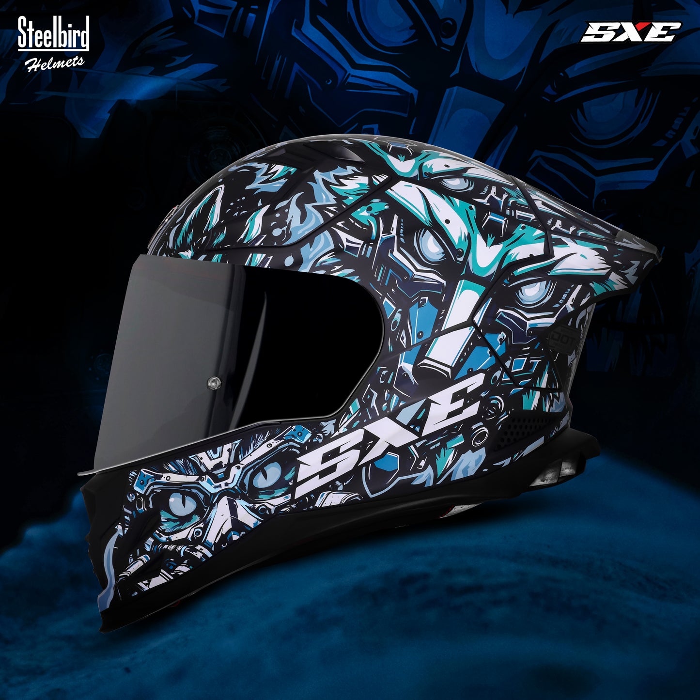 Steelbird SBH-61 SXE Pinlock X1 ISI and Dot Certified Full Face Helmet for Men with Inner Silver Sunshield . Anti Fog Visor.