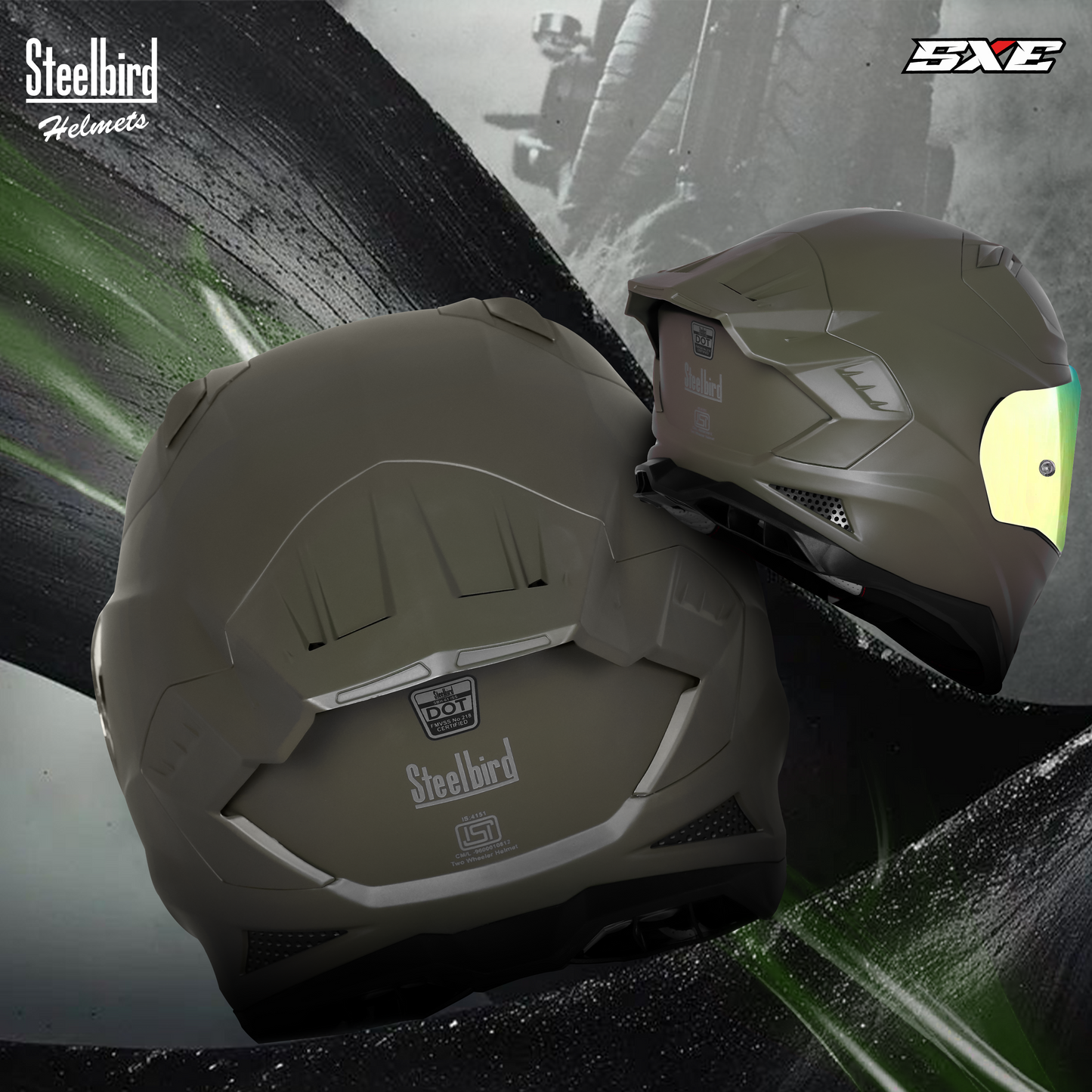 Steelbird SBH-61 SXE TPE Edition ISI and Dot Certified Full Face Helmet for Men with Inner Silver Sunshield . Clear With Chrome Visor.