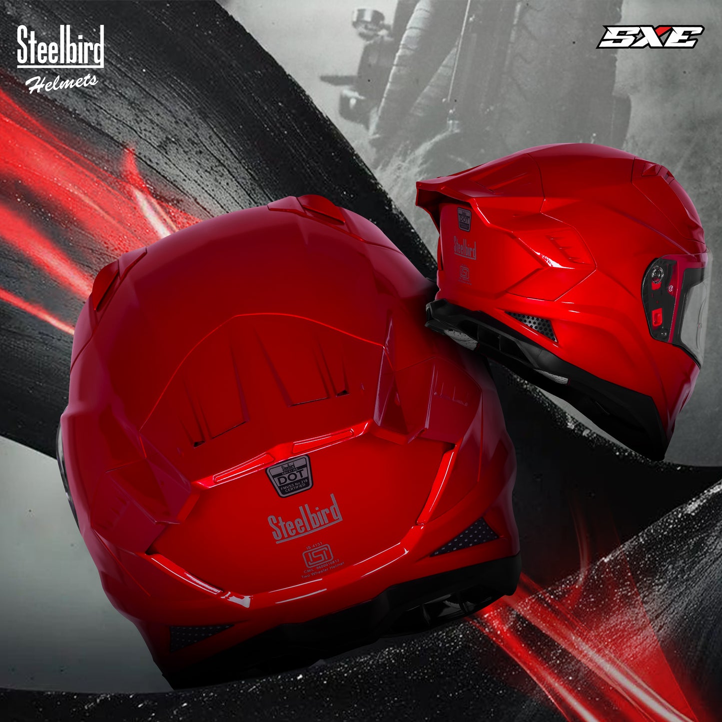 Steelbird SBH-61 SXE  Pinlock ISI and Dot Certified Full Face Helmet for Men with Inner Silver Sunshield . Clear With Anti Fog Shield.