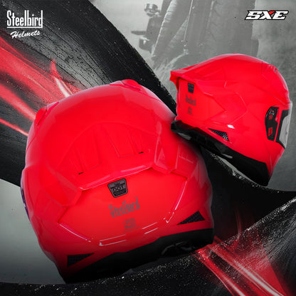 Steelbird SBH-61 SXE  Pinlock ISI and Dot Certified Full Face Helmet for Men with Inner Silver Sunshield . Clear With Anti Fog Shield.