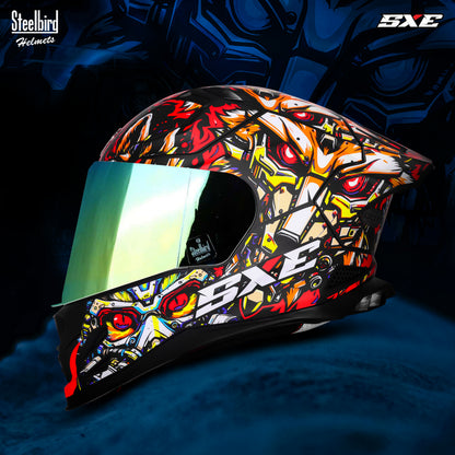 Steelbird SBH-61 SXE X1 ISI and Dot Certified Full Face Helmet for Men with Inner Silver Sunshield .