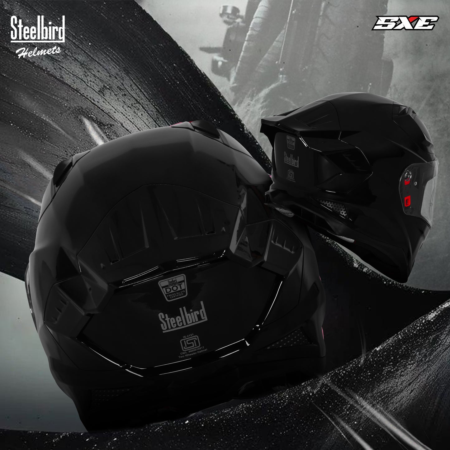 Steelbird SBH-61 SXE  Pinlock ISI and Dot Certified Full Face Helmet for Men with Inner Silver Sunshield . Clear With Anti Fog Shield.
