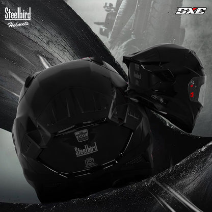 Steelbird SBH-61 SXE  Pinlock ISI and Dot Certified Full Face Helmet for Men with Inner Silver Sunshield . Clear With Anti Fog Shield.
