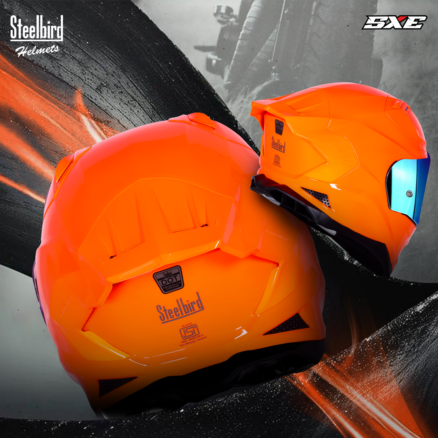 Steelbird SBH-61 SXE Pinlock ISI and Dot Certified Full Face Helmet for Men with Inner Silver Sunshield . Clear With Chrome Visor.