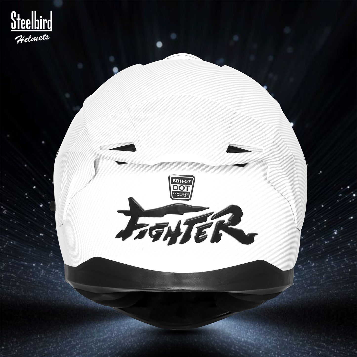 Steelbird SBH-57 Fighter F11 ISI and DOT Certified Full Face Helmet for Men Motorbike Helmet  (Glossy White)