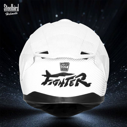 Steelbird SBH-57 Fighter F11 ISI and DOT Certified Full Face Helmet for Men Motorbike Helmet  (Glossy White)
