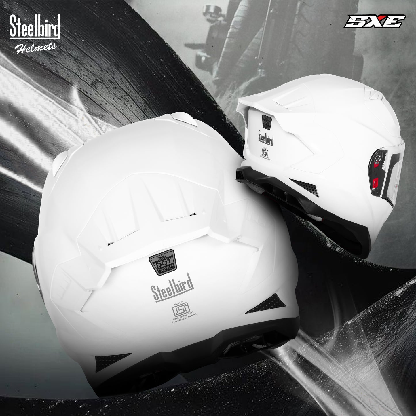 Steelbird SBH-61 SXE  Pinlock ISI and Dot Certified Full Face Helmet for Men with Inner Silver Sunshield . Clear With Anti Fog Shield.