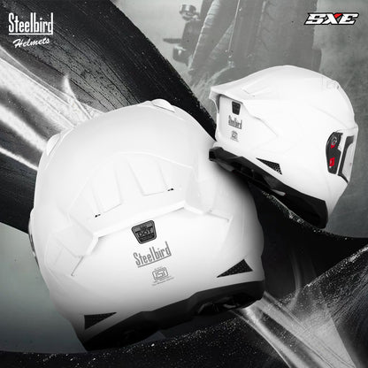 Steelbird SBH-61 SXE  Pinlock ISI and Dot Certified Full Face Helmet for Men with Inner Silver Sunshield . Clear With Anti Fog Shield.
