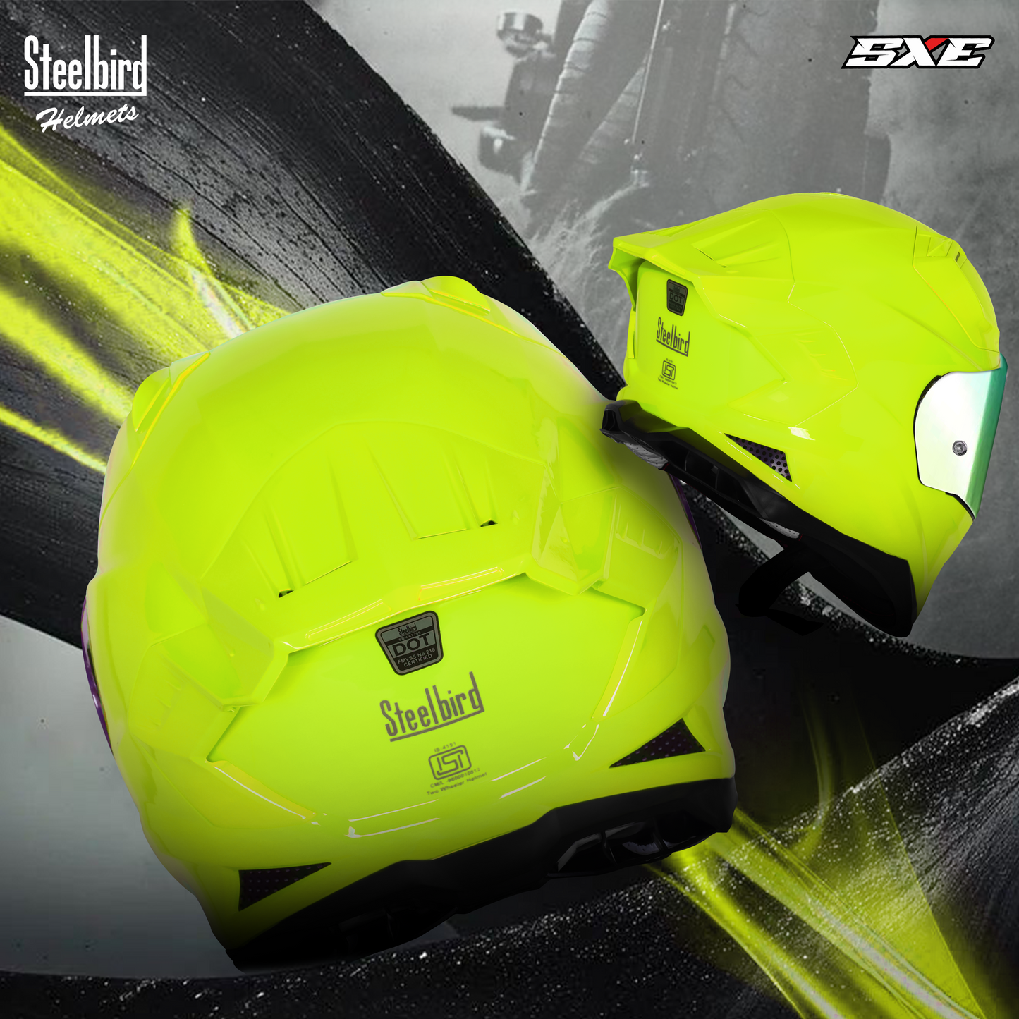 Steelbird SBH-61 SXE  Pinlock ISI and Dot Certified Full Face Helmet for Men with Inner Silver Sunshield . Clear With Chrome Visor.