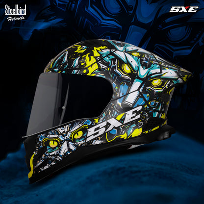 Steelbird SBH-61 SXE X1 Pinlock ISI and Dot Certified Full Face Helmet for Men with Inner Silver Sunshield .Anti Fog Visor.