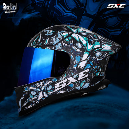 Steelbird SBH-61 SXE X1 ISI and Dot Certified Full Face Helmet for Men with Inner Silver Sunshield .