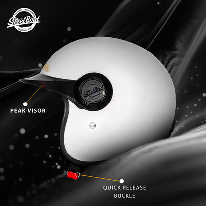 Steelbird SBH 65 Retro 3.0 DOT and ISI Certified Open Face Helmet for Men and Women .