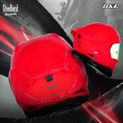 Steelbird SBH-61 SXE Pinlock ISI and Dot Certified Full Face Helmet for Men with Inner Silver Sunshield . Clear With Chrome Visor.