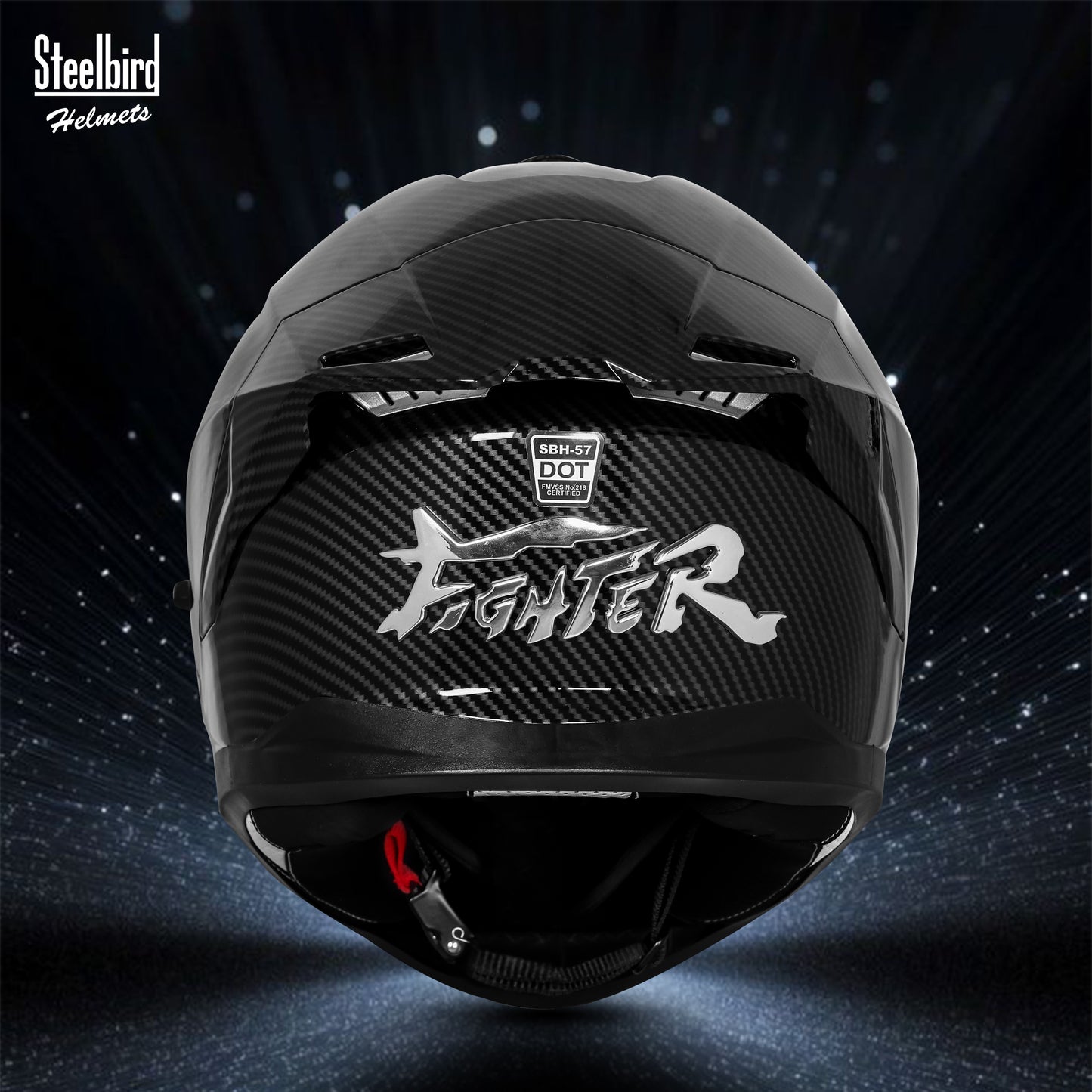 Steelbird SBH-57 Fighter F11 ISI and DOT Certified Full Face Helmet for Men Motorbike Helmet  (Glossy Black)