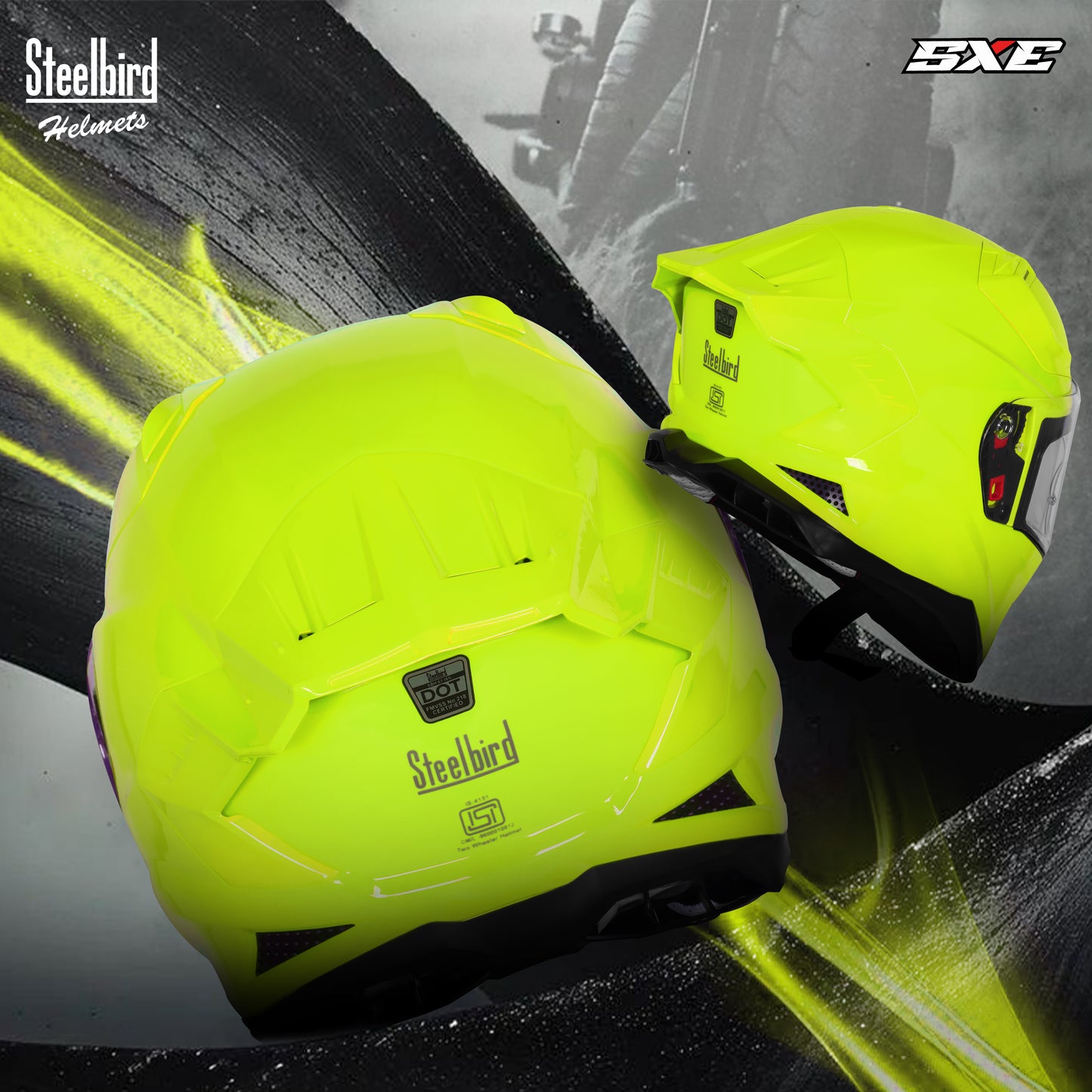 Steelbird SBH-61 SXE  Pinlock ISI and Dot Certified Full Face Helmet for Men with Inner Silver Sunshield . Clear With Anti Fog Shield.