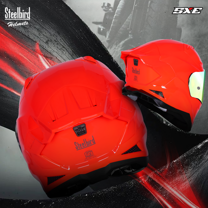 Steelbird SBH-61 SXE  Pinlock ISI and Dot Certified Full Face Helmet for Men with Inner Silver Sunshield . Clear With Chrome Visor.