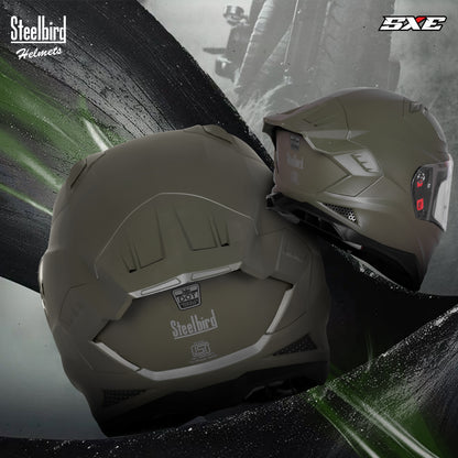 Steelbird SBH-61 SXE  Pinlock ISI and Dot Certified Full Face Helmet for Men with Inner Silver Sunshield . Clear With Anti Fog Shield.
