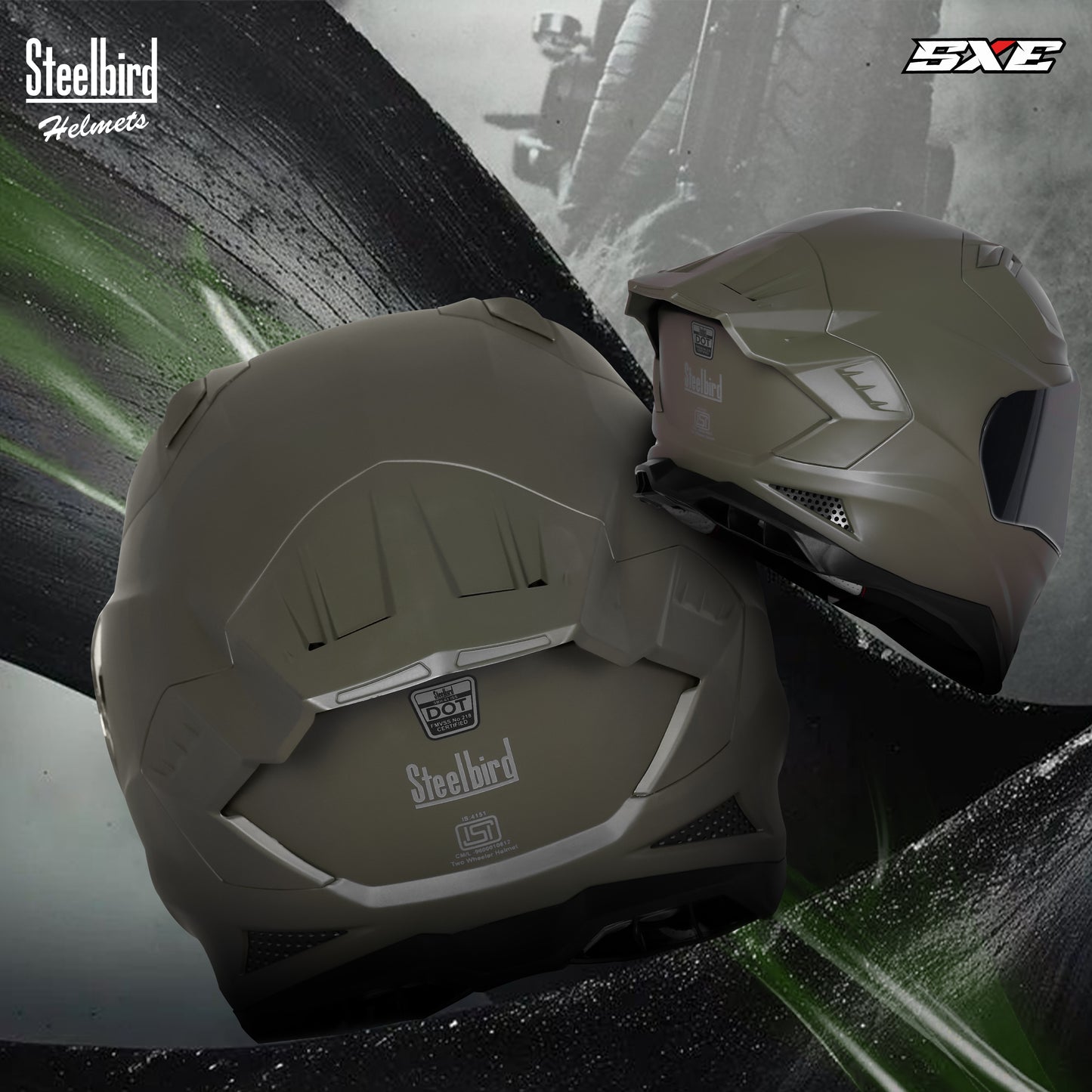 Steelbird SBH-61 SXE  Pinlock ISI and Dot Certified Full Face Helmet for Men with Inner Silver Sunshield . Clear With Smoke Visor.