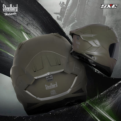 Steelbird SBH-61 SXE  Pinlock ISI and Dot Certified Full Face Helmet for Men with Inner Silver Sunshield . Clear With Smoke Visor.