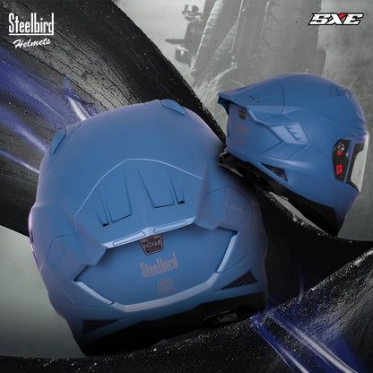 Steelbird SBH-61 SXE  Pinlock ISI and Dot Certified Full Face Helmet for Men with Inner Silver Sunshield . Clear With Anti Fog Shield.