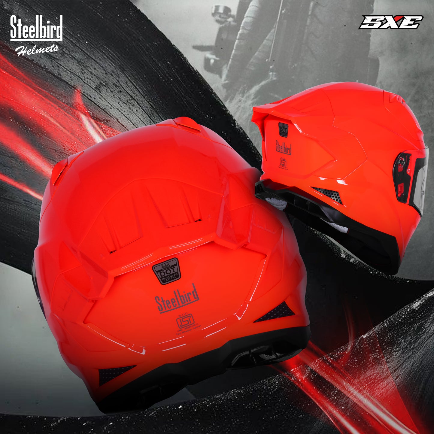Steelbird SBH-61 SXE  Pinlock ISI and Dot Certified Full Face Helmet for Men with Inner Silver Sunshield . Clear With Anti Fog Shield.